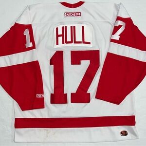 Vintage Brett Hull 17 Detroit Red Wings Nhl Ccm Jersey Xl White Sewn 90s
